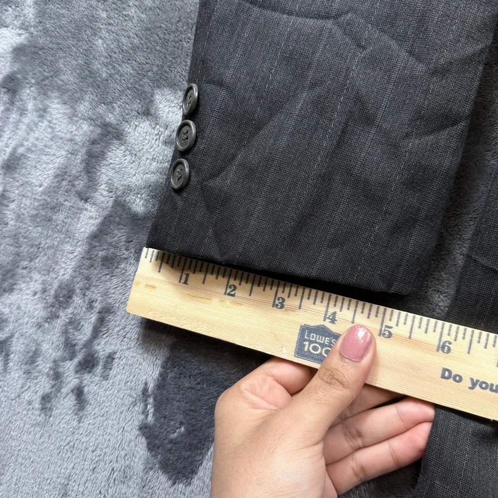 Made in France Blazer Mens 42 Grey Pinstripe Two Button Formal Suit Jacket